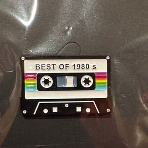3 for $15 on select pins 
Retro Cassette Pin with Colorful Stripes